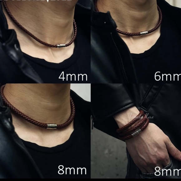 COPY - Men's leather braided rope necklace - Picture 3 of 9